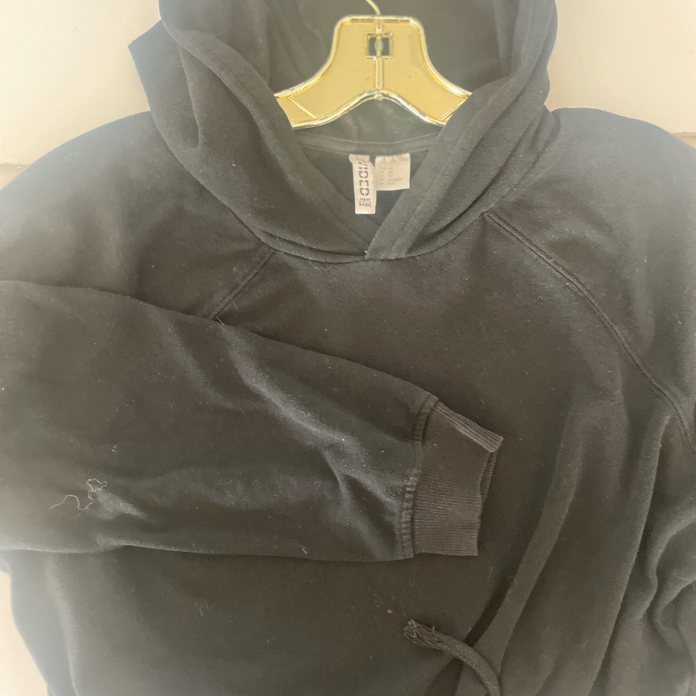 Black Divided Crop Hoodie.
